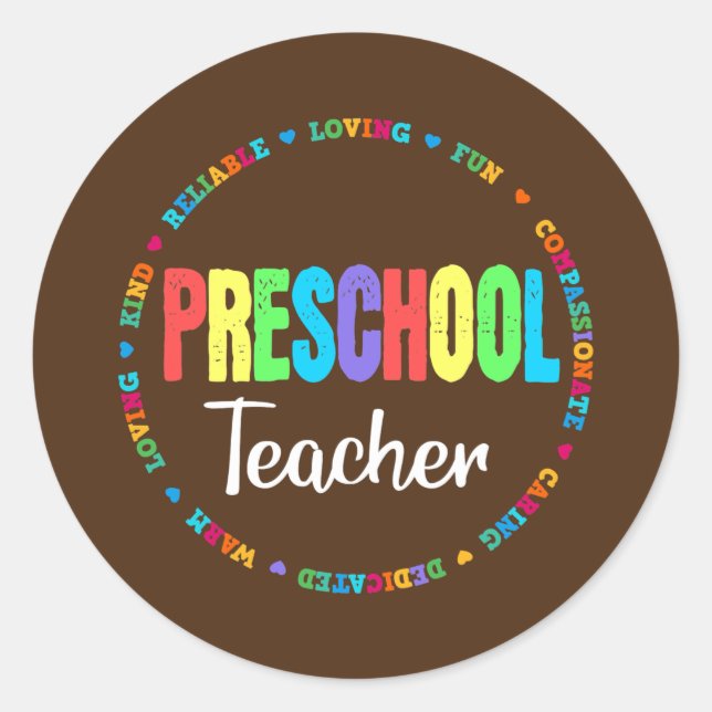 Preschool Teacher Back to School Daycare Classic Round Sticker (Front)