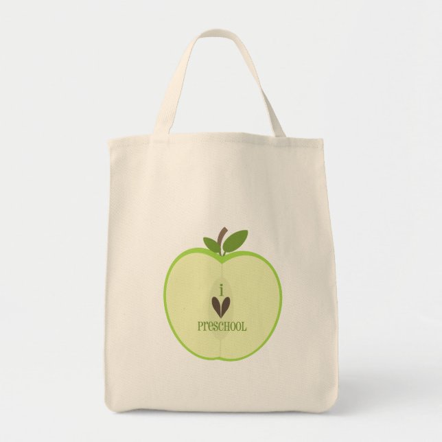 Preschool Teacher Bag - Green Apple Half (Front)
