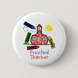 Preschool Teacher Button - Schoolhouse & Crayons