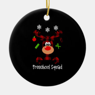 Preschool Teacher Cutest Reindeer Squad Christmas Ceramic Ornament