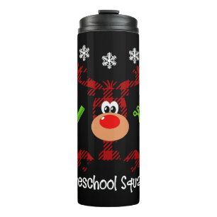 Preschool Teacher Cutest Reindeer Squad Christmas Thermal Tumbler