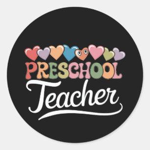 Preschool Teacher First Day Groovy Back To School  Classic Round Sticker