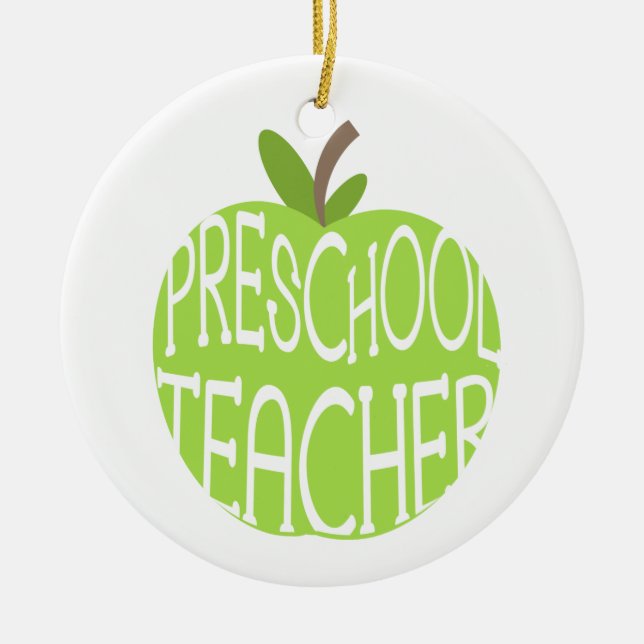 Preschool Teacher Green Apple Ornament (Front)