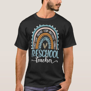 Preschool Teacher Leopard Boho Rainbow Teacher's D T-Shirt