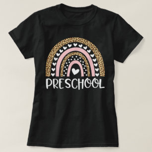 Preschool Teacher Leopard Rainbow Back To School T-Shirt