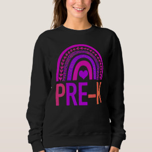 Preschool Teacher Leopard Tie Dye Rainbow Back To Sweatshirt