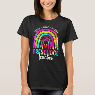 Preschool Teacher Leopard Tie Dye Teacher Back To T-Shirt