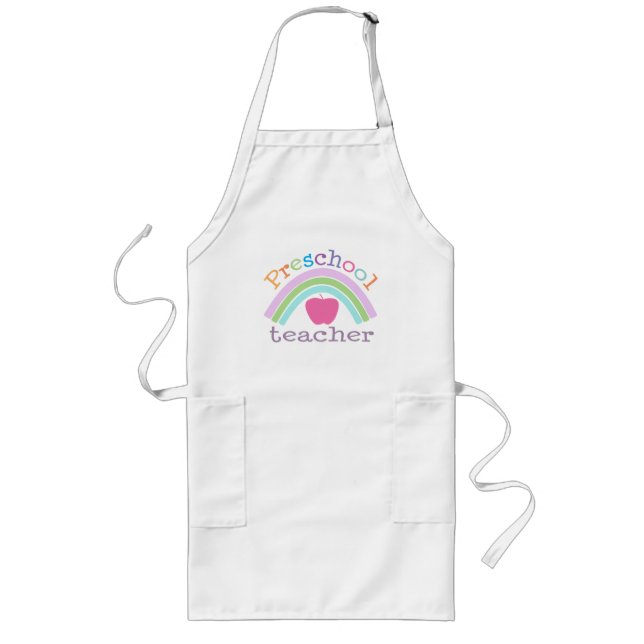 Preschool Teacher Rainbow Long Apron (Front)