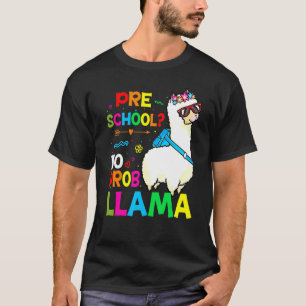Preschool Teacher Rainbow No Prob Llama 100th Day  T-Shirt