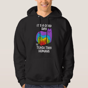 Preschool Teacher Teach Tiny Humans Rainbow Cats 1 Hoodie