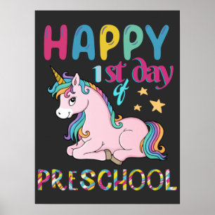 Preschool Unicorn First Day Of School  Poster