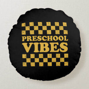 Preschool Vibes First Day of School Round Cushion
