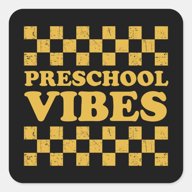Preschool Vibes First Day of School Square Sticker (Front)