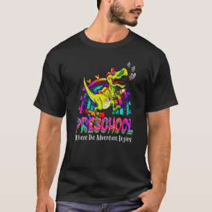 Preschool Where The Adventure Begins Dinosaur Boys T-Shirt