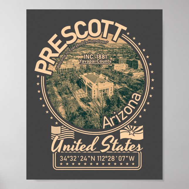 PRESCOTT ARIZONA - PRESCOTT COURTHOUSE SQUARE POSTER (Front)
