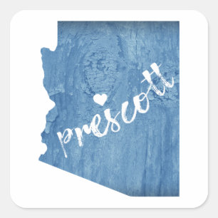 Prescott Arizona Wood Grain Square Sticker