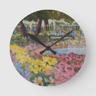 Prescott Park Garden Poppies Portsmouth NH Round Clock