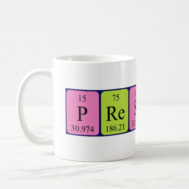 Prescott periodic table name mug (Left)