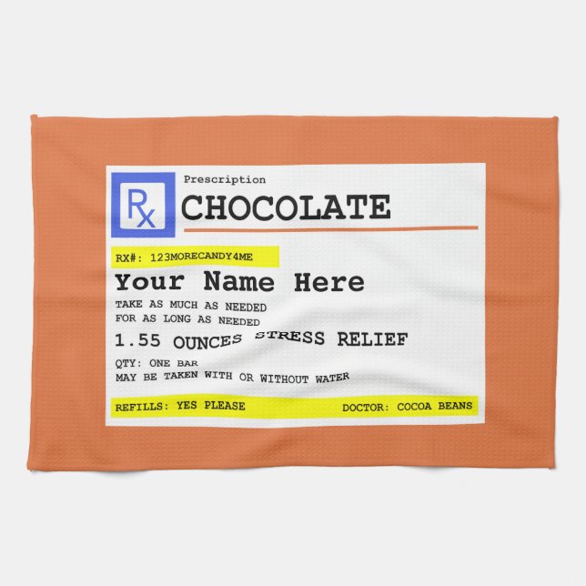 Prescription Chocolate Customised Kitchen Towels (Horizontal)