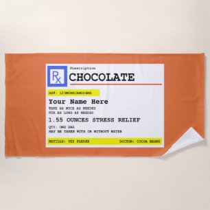 Prescription Chocolate Personalised   Beach Towel