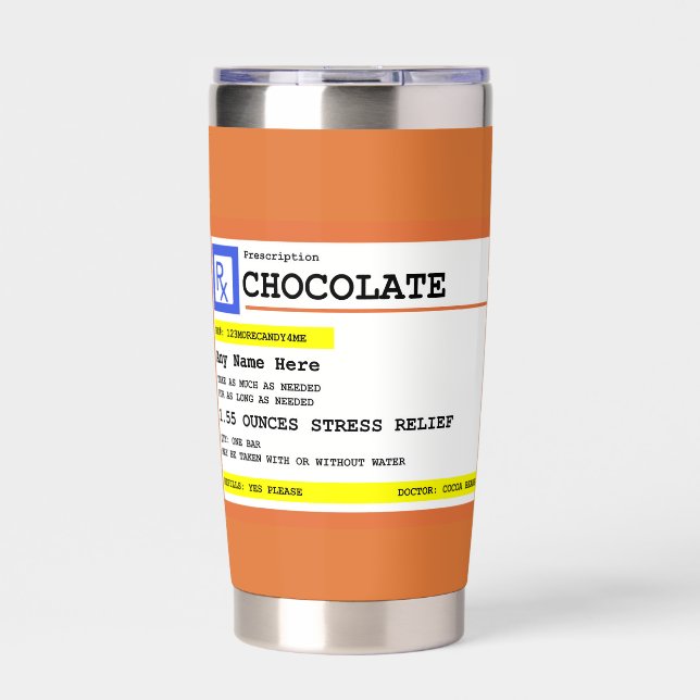Prescription Chocolate Personalised Insulated Tumbler (Front)
