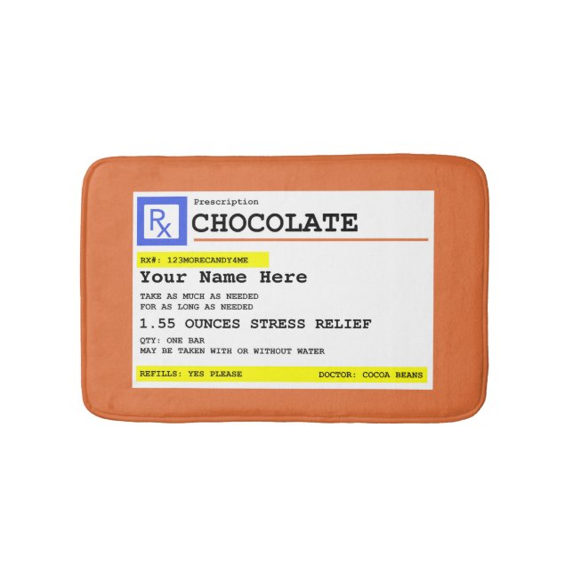 Prescription Chocolate Personalized   Bath Mat (Front)