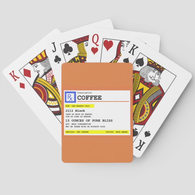 Prescription Coffee Funny Personalised Playing Cards (Back)