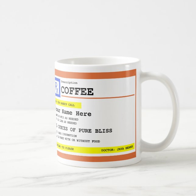 Prescription Coffee Personalised Coffee Mug (Right)