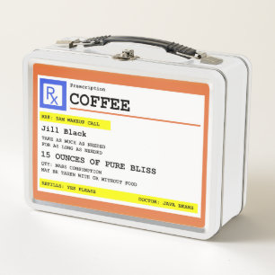 Prescription Coffee Personalised Metal Lunch Box