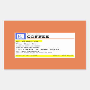Prescription Coffee Personalised Rectangular Sticker