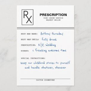 Prescription Funny Groomsmen Proposal Invitation