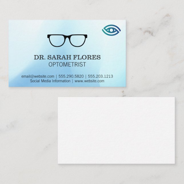 Prescription Glasses Icon | Optometrist Logo Business Card (Front/Back)