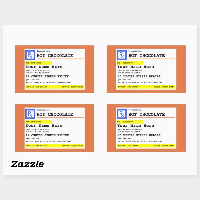 Prescription Hot Chocolate Personalised   Rectangular Sticker (Sheet)