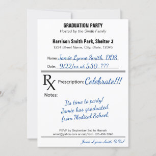 Prescription RX Medical Doctor Nurse Graduation Invitation