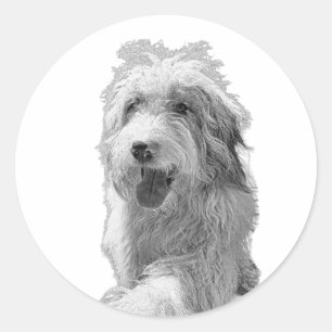 Presence in Profile – Monochrome Dog Portrait Classic Round Sticker
