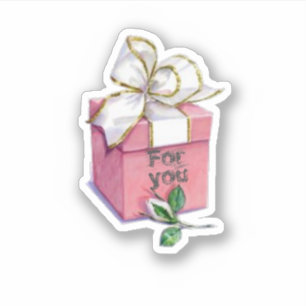 Present and rose Cut Vinyl Sticker