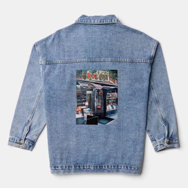 Present Day Look At Tranquil Past Denim Jacket (Back)