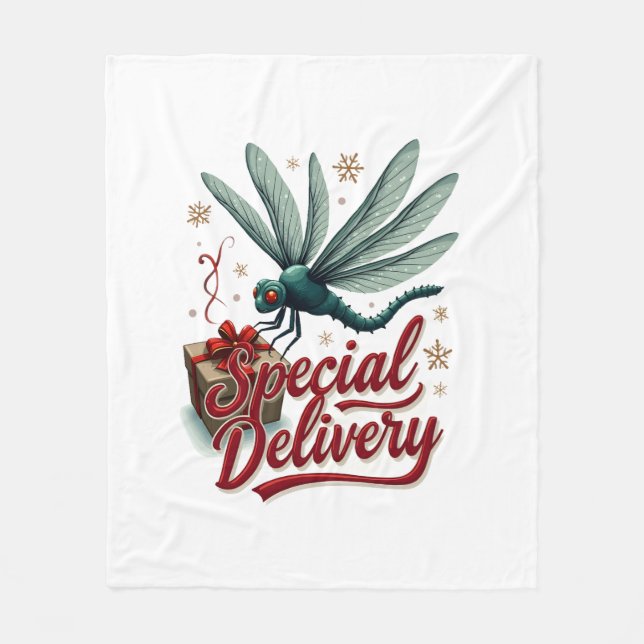 Present Delivery Dragonfly Fleece Blanket (Front)
