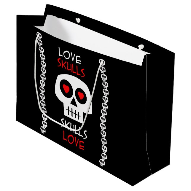 Present stock market GR. Skulls Large Gift Bag (Front Angled)