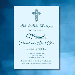 Presentación 3 Años Blue Mexican 3 Year Birthday Invitation