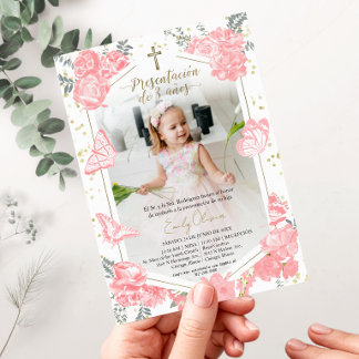 Presentación 3 años Photo Invitation Butterfly