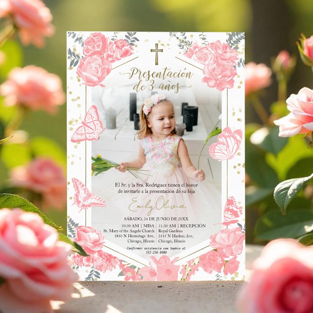 Presentación 3 años Photo Invitation Butterfly (Creator Uploaded)