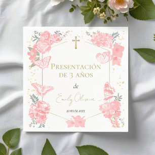 Presentación de 3 años Napkins Butterflys Pink