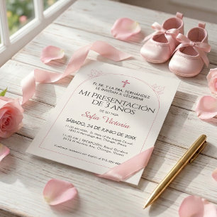 Presentación de 3 Años Pink Baptism Invitation