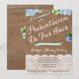 Presentación de Tres Años, de niño Invitation