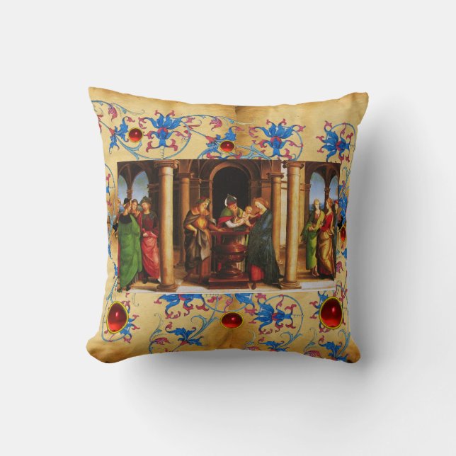 PRESENTATION OF JESUS TO TEMPLE Christmas Floral Cushion (Front)