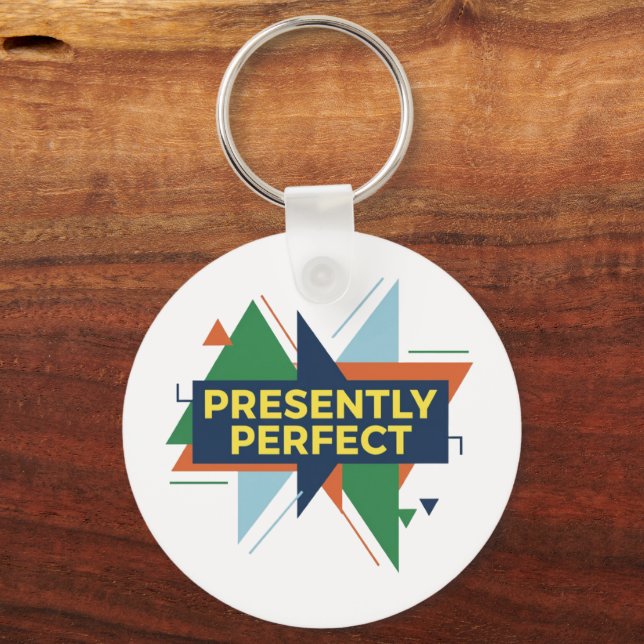 Presently Perfect Abstract Modern Key Ring (Back)