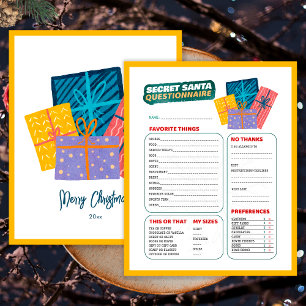 Presents Christmas Game Secret Santa Questionnaire
