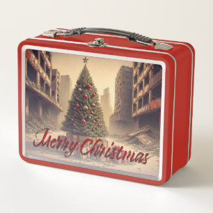 Presents Under a Tree in a Toxic Apocalyptic World Metal Lunch Box