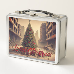 Presents Under a Tree in a Toxic Apocalyptic World Metal Lunch Box